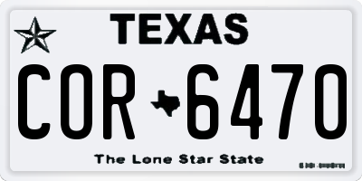 TX license plate COR6470