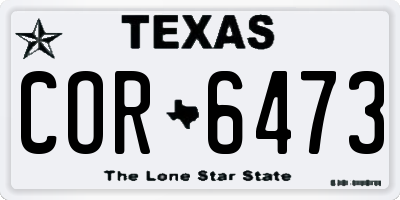 TX license plate COR6473