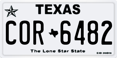 TX license plate COR6482