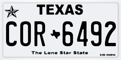 TX license plate COR6492