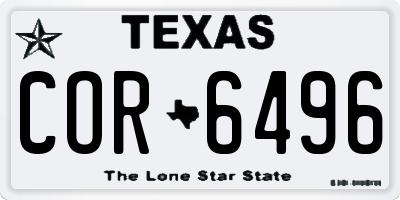 TX license plate COR6496