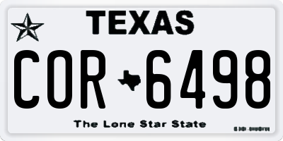 TX license plate COR6498