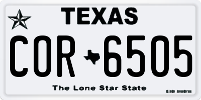 TX license plate COR6505