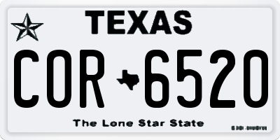 TX license plate COR6520
