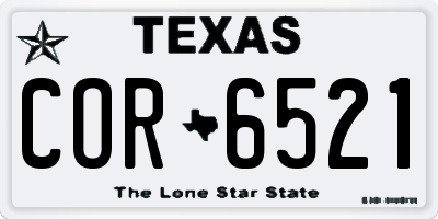 TX license plate COR6521