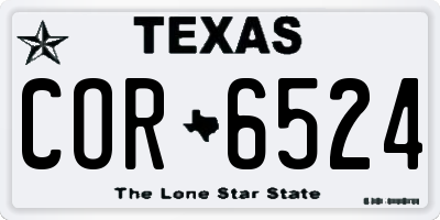 TX license plate COR6524