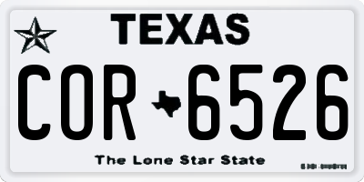TX license plate COR6526
