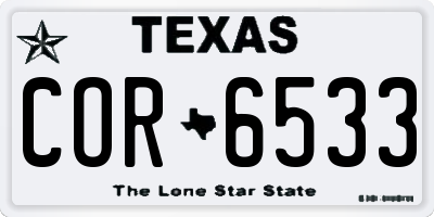 TX license plate COR6533