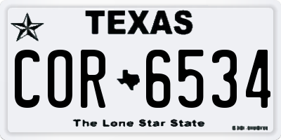 TX license plate COR6534