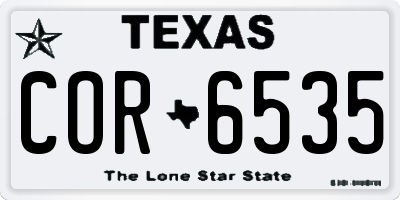 TX license plate COR6535