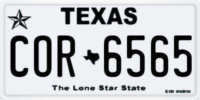 TX license plate COR6565