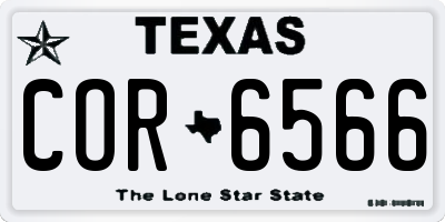 TX license plate COR6566