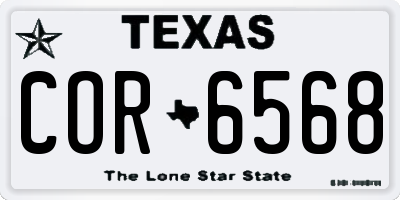 TX license plate COR6568