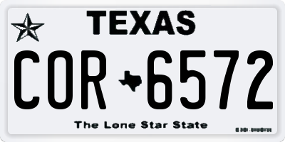 TX license plate COR6572
