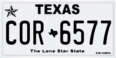 TX license plate COR6577