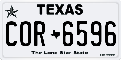 TX license plate COR6596