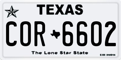 TX license plate COR6602