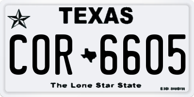 TX license plate COR6605
