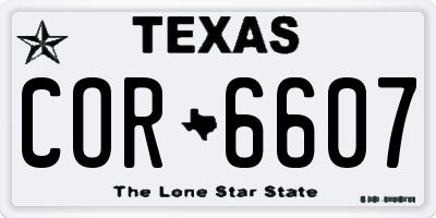 TX license plate COR6607