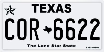 TX license plate COR6622