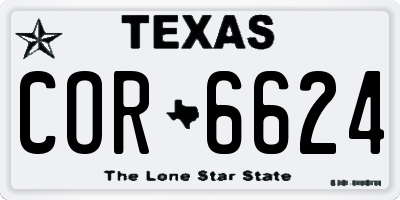TX license plate COR6624