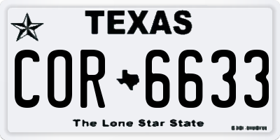 TX license plate COR6633