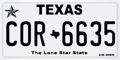 TX license plate COR6635