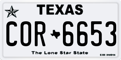 TX license plate COR6653