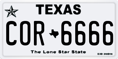 TX license plate COR6666
