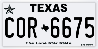 TX license plate COR6675