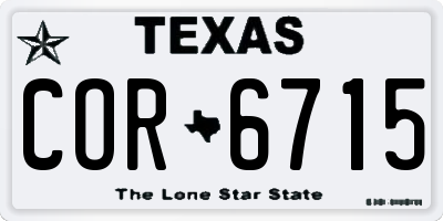 TX license plate COR6715