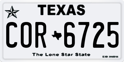 TX license plate COR6725