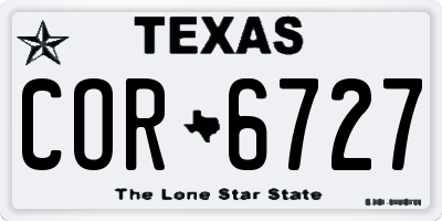 TX license plate COR6727