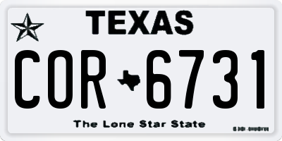 TX license plate COR6731