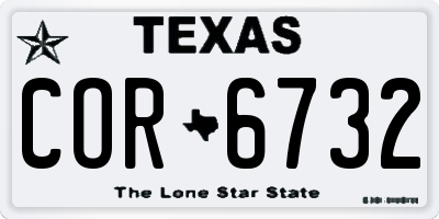 TX license plate COR6732