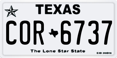 TX license plate COR6737