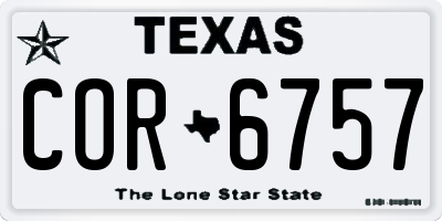 TX license plate COR6757