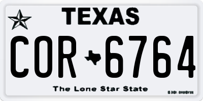 TX license plate COR6764