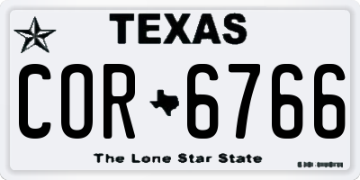 TX license plate COR6766