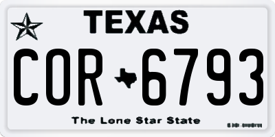 TX license plate COR6793