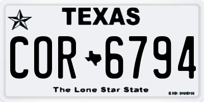 TX license plate COR6794