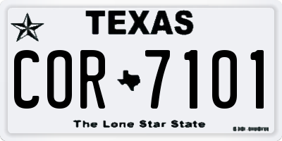 TX license plate COR7101