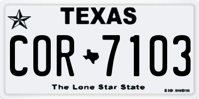 TX license plate COR7103