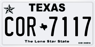 TX license plate COR7117