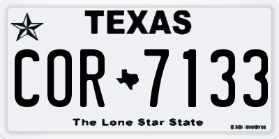 TX license plate COR7133