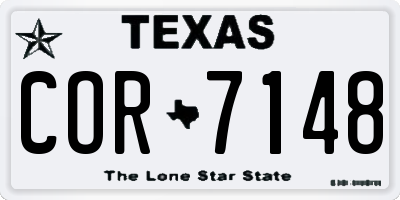 TX license plate COR7148