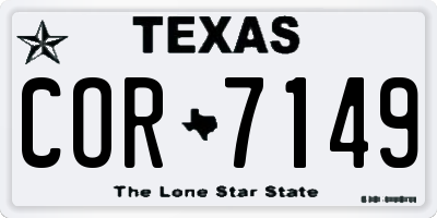 TX license plate COR7149