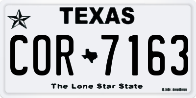 TX license plate COR7163
