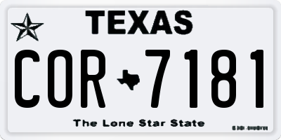TX license plate COR7181