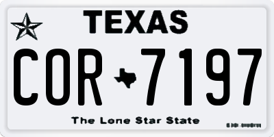 TX license plate COR7197